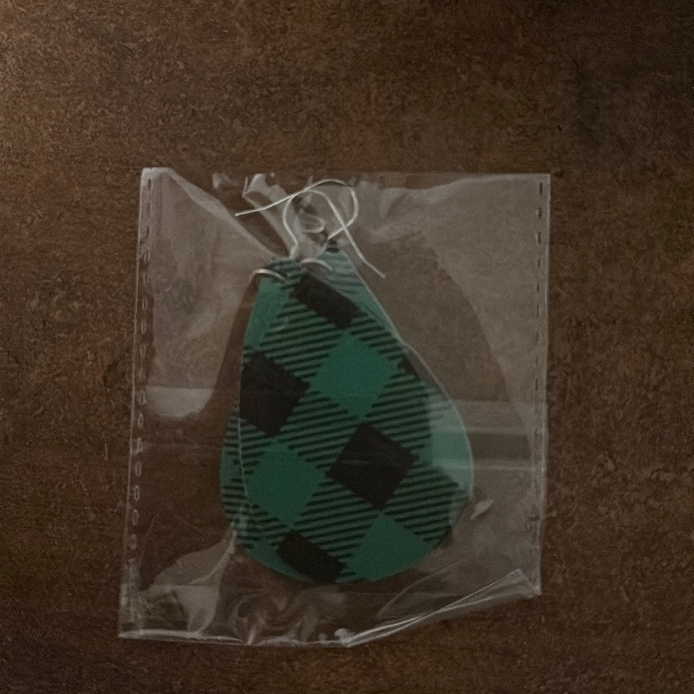 Green and black Plaid earrings